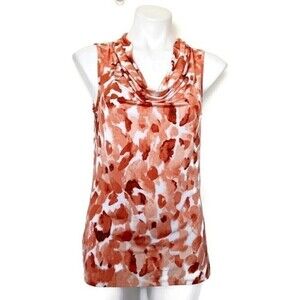 𝅺DANA Buchman Draped neck Tank Top Blouse XSMALL Sleeveless burnt orange NEW